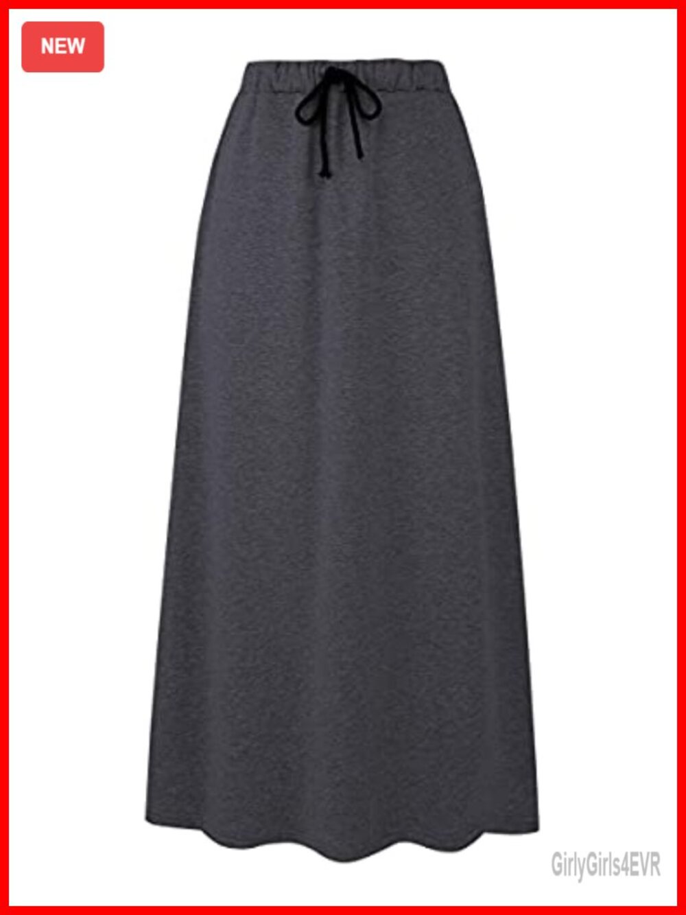 Warm Fleece Lined Long Jersey Maxi Skirt A Line Elastic Waist